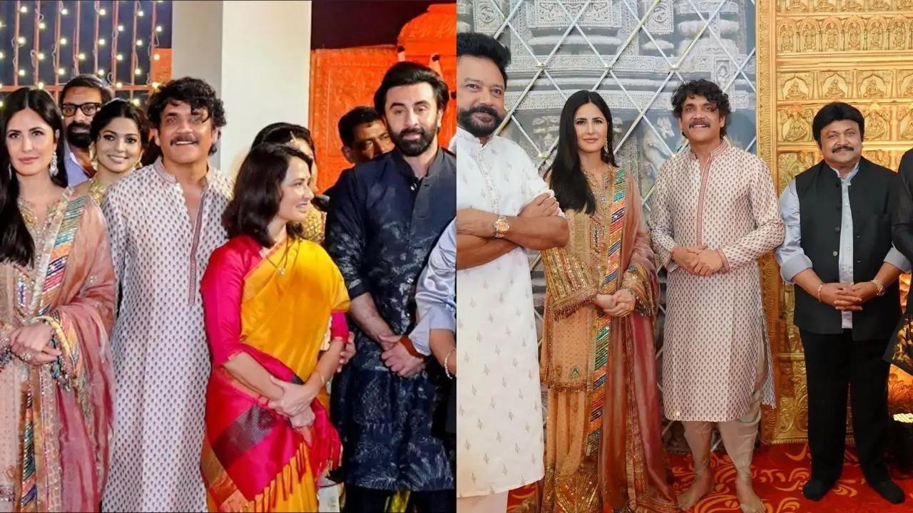 On the ocassion of Dussehra, actors Ranbir Kapoor and Katrina Kaif were seen sharing stage at a grand Navratri event held in Kerala. Celebrities like Nagarjuna, Amala Akkineni, Prithviraj, Jayaram, R Madhavan among others attended the event. View all photos here